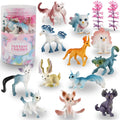 Liberty Imports 12 Pack Fantasy Creatures Figurines Set – Unicorns, Dragons & Fairy Animals | Mini Cake Toppers & Party Favors