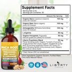 Liberty Lifestyle Bio Maca-Wurzel flüssige Tropfen mit Ashwagandha, Brennnessel, Bockshornklee, Rote Bete & L-Arginin – 8oz