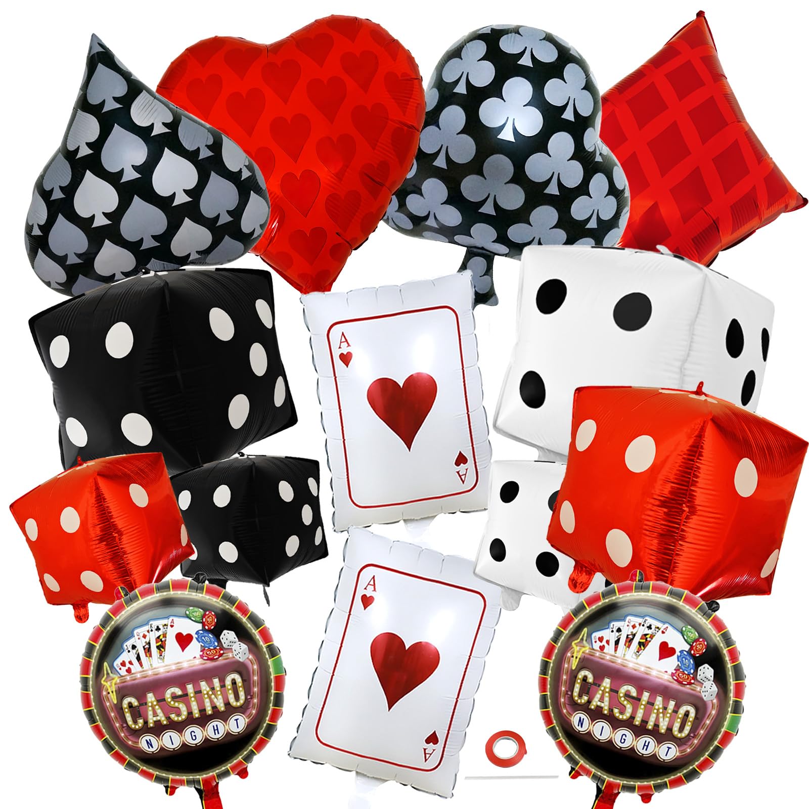 Licidecopai Dice & Cards Casino Balloons – 14 Pcs for Vegas Night & Poker Party Decor