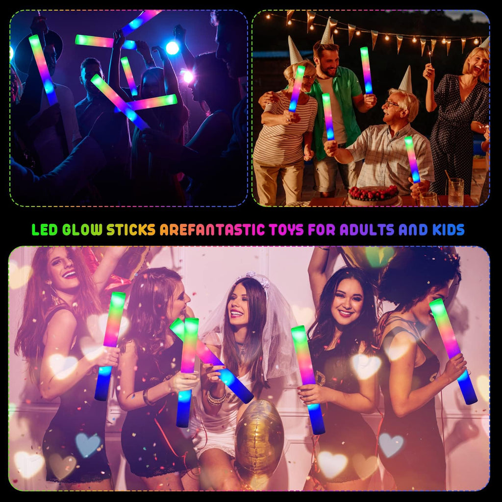 LifBetter 70 Pcs Foam Glow Sticks – 3-Mode LED Party Lights