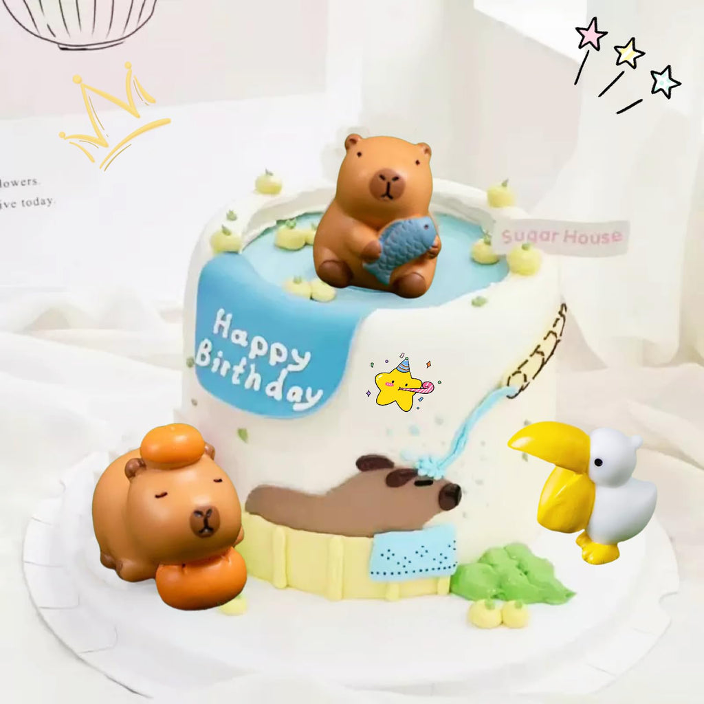 Lighibeuty Mini Capybara Figures — 17 Tiny Resin Animals for Car Dash, Cake Toppers & Fairy Gardens