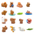 Lighibeuty Mini Capybara Figures — 17 Tiny Resin Animals for Car Dash, Cake Toppers & Fairy Gardens