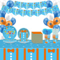 Likuyve 170pcs Cartoon Teacher Party Supplies – 24 Guests, Blue and Orange