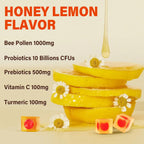 LILICARE Digestive Health & Weight Bee Pollen Organic 1000mg, w/Probiotics, Prebiotics & Turmeric, Bee Pollen Gummies Rich in B-Vitamin, Antioxidants, Amino Acids, for Digestive, Weight & Energy