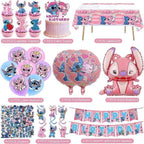 Lilo and Stitch 101PCS Pink Party Decorations Set — Banner, Balloons, Cake Topper