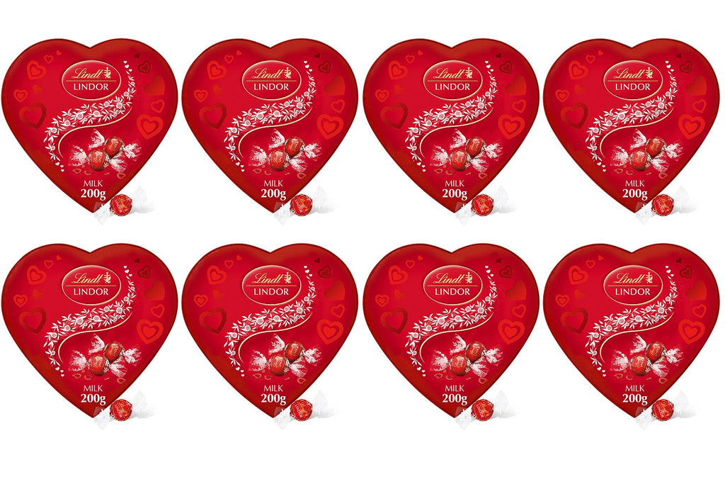 8 x Lindt Lindor Milk Heart Box Chocolates - 200GM