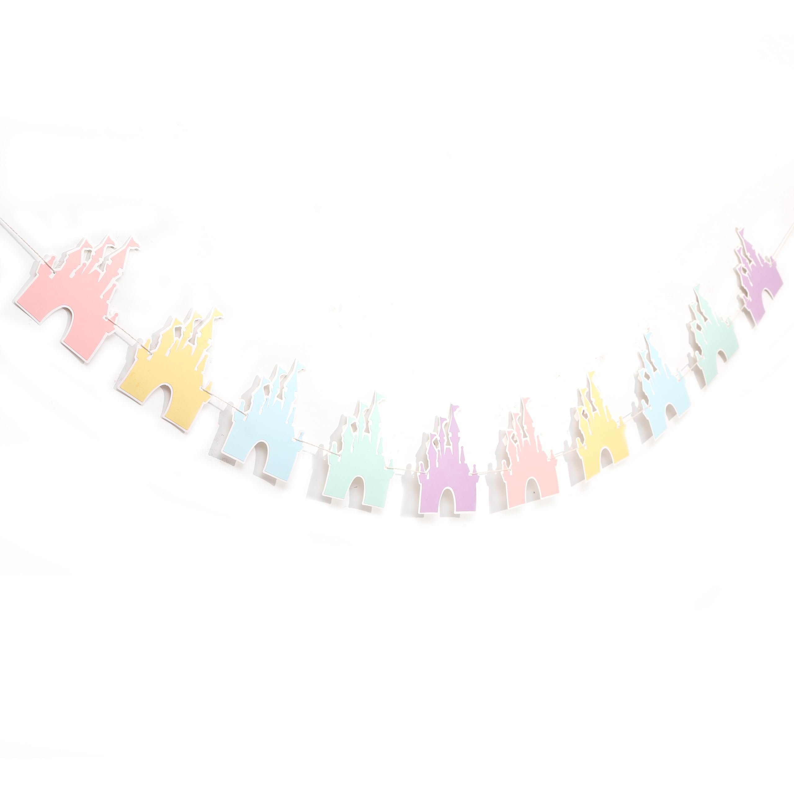 LINGANA Colorful Castle Banner for Princess Birthday Parties | Fairy Tale Photo Backdrop