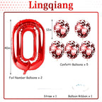 Lingqiang 40-inch Red Foil Number 10 Balloons Kit – Confetti Balloons for 10th Birthday & Anniversary Parties