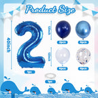 Lingqiang Foil Number Balloons - 2nd Birthday Navy & Silver Confetti, 40in