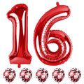 Lingqiang 16th Birthday Balloons Set – 40in Giant Red Number 1 & 6 with Confetti