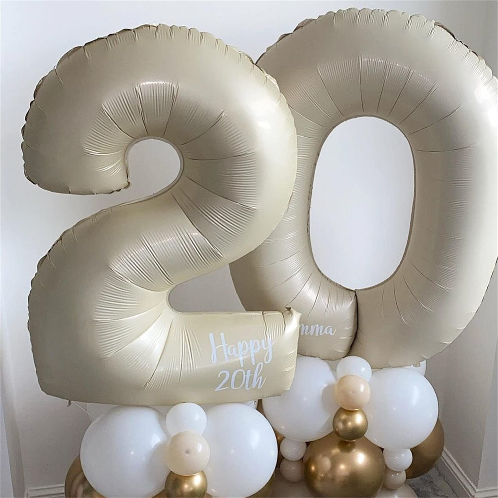 Lingqiang Cream 40-Inch 21st Birthday Balloons – Ivory Foil Number 2 & 1 for Men and Women