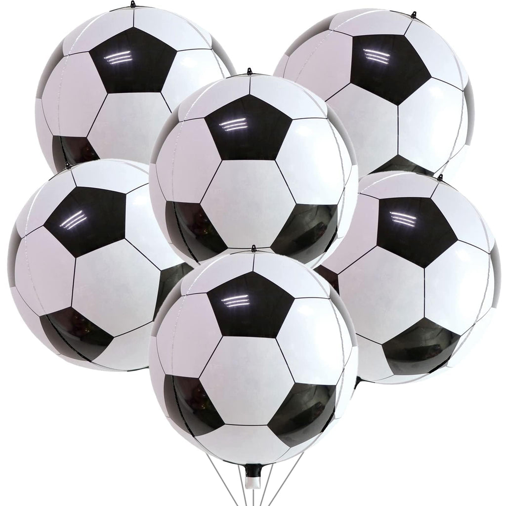 Lingqiang 22 Inch 4D Soccer Foil Balloons – 6pc Black & White Party Decor