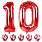 Lingqiang 40-inch Red Foil Number 10 Balloons Kit – Confetti Balloons for 10th Birthday & Anniversary Parties