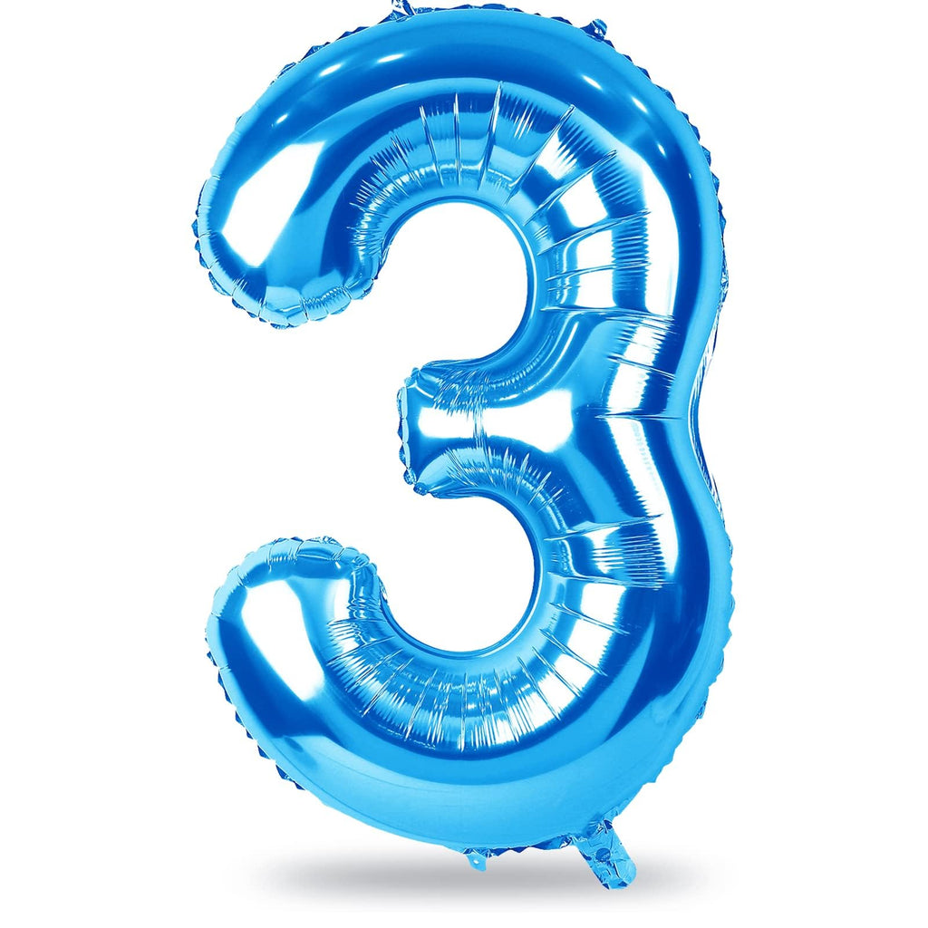 Lingqiang 40 Inch Blue Number 3 Balloon | Large Foil Numeric Balloons for Birthdays & Celebrations