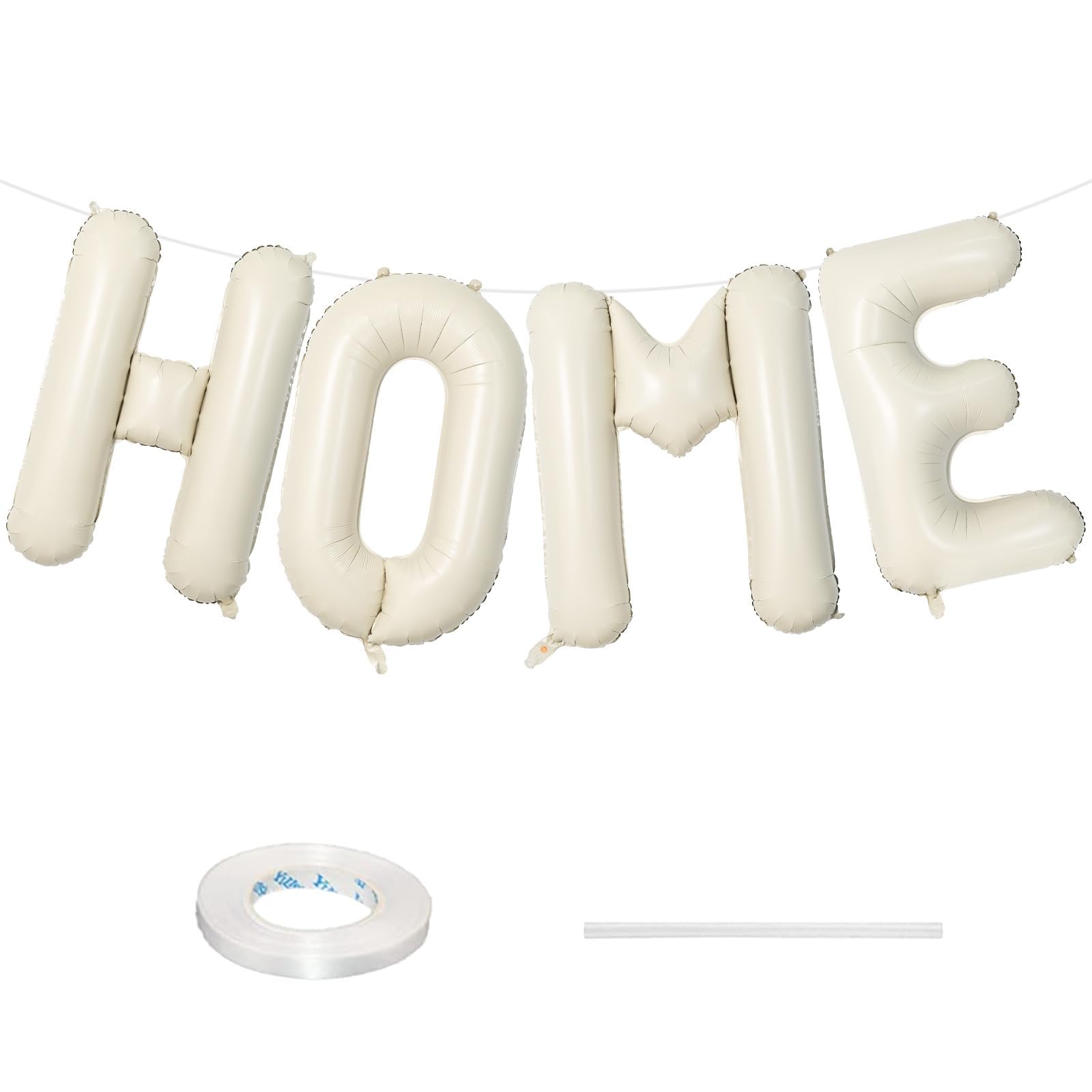 Lingqiang 40-Inch Beige HOME Foil Letter Balloons – Large Ivory White Welcome Banner for Housewarming