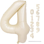 Lingqiang Cream 4-Number Balloon, 40-Inch Beige Foil Balloons for Birthdays & Anniversaries