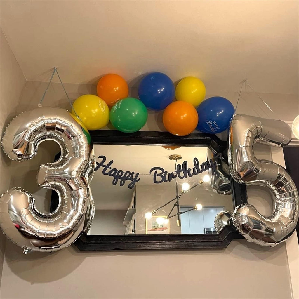 Lingqiang Silver 40-Inch Giant Number 3 Balloons – Self-Inflating Foil Birthday & Celebration Decor