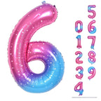 Lingqiang 40" Gradient Blue Pink Number Balloons – 0-9 Foil Mylar Birthday Balloons