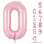 Lingqiang 40" Balloon Number 0 Pastel Pink – Large 40 Inch Foil Number Balloons Set 0-9 for Birthdays, Anniversaries, Graduation, New Year