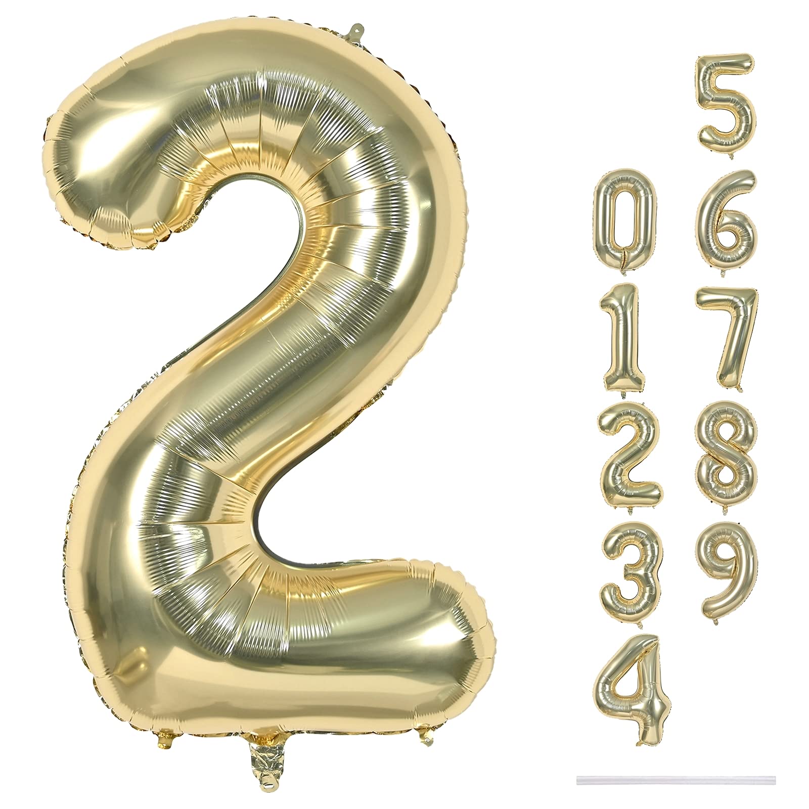 Lingqiang 40 Inch Champagne Gold Number 2 Balloon – Large Foil Party Balloons