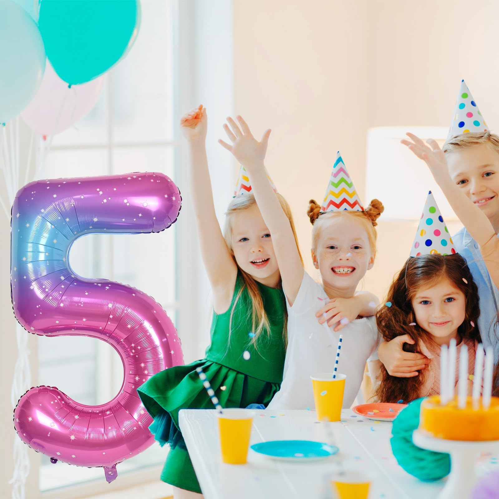 Lingqiang 40 Inch Rainbow Number 3 Balloon – Self-Inflating Gradient Mylar Balloons for Birthday Parties