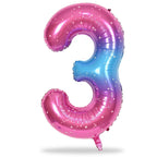 Lingqiang 40 Inch Rainbow Number 3 Balloon – Self-Inflating Gradient Mylar Balloons for Birthday Parties