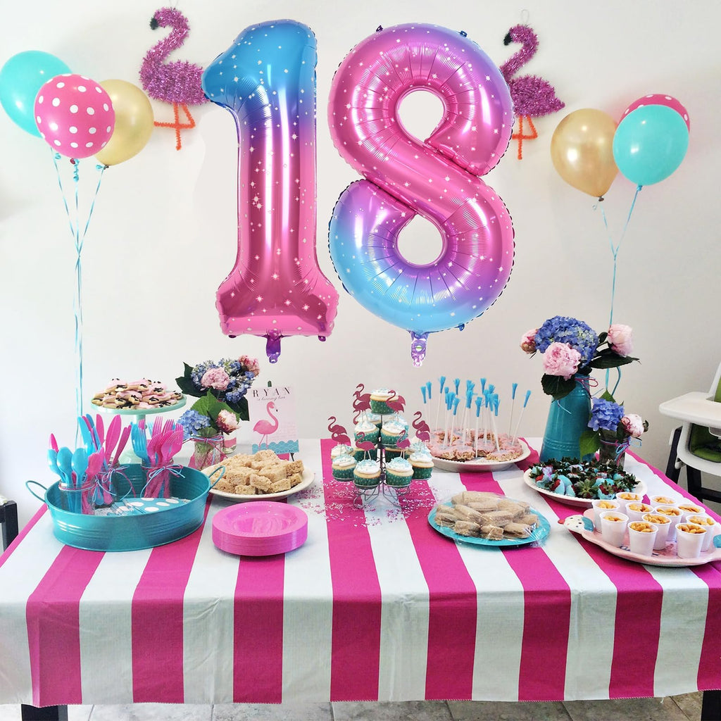 Lingqiang 40 Inch Rainbow Number 3 Balloon – Self-Inflating Gradient Mylar Balloons for Birthday Parties