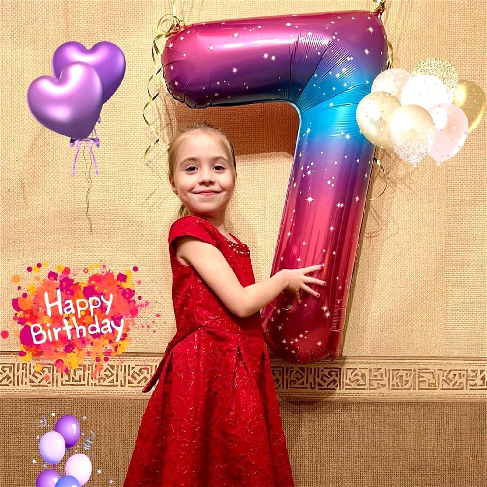 Lingqiang 40 Inch Rainbow Number 3 Balloon – Self-Inflating Gradient Mylar Balloons for Birthday Parties