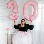 Lingqiang 40" Balloon Number 0 Pastel Pink – Large 40 Inch Foil Number Balloons Set 0-9 for Birthdays, Anniversaries, Graduation, New Year