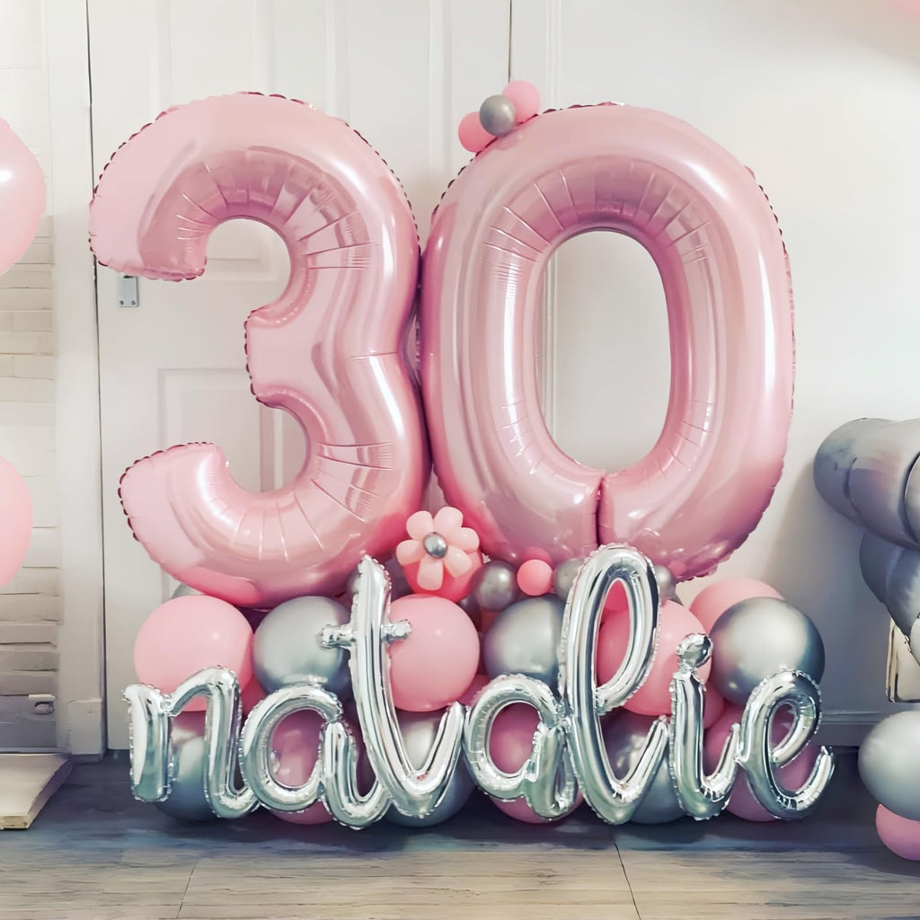 Lingqiang 40" Balloon Number 0 Pastel Pink – Large 40 Inch Foil Number Balloons Set 0-9 for Birthdays, Anniversaries, Graduation, New Year