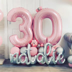 Lingqiang 40" Balloon Number 0 Pastel Pink – Large 40 Inch Foil Number Balloons Set 0-9 for Birthdays, Anniversaries, Graduation, New Year