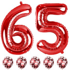 Lingqiang 40in Number 65 Foil Balloons Set – Red 56th/65th Birthday & Anniversary Party Decor