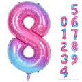 Lingqiang 40-Inch Rainbow Foil Balloon Number 8 – Giant Gradient Blue Pink Balloons