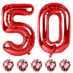 Lingqiang Large 40-Inch Red Number 50 Balloons Set – 5th/50th Birthday & Anniversary Decor