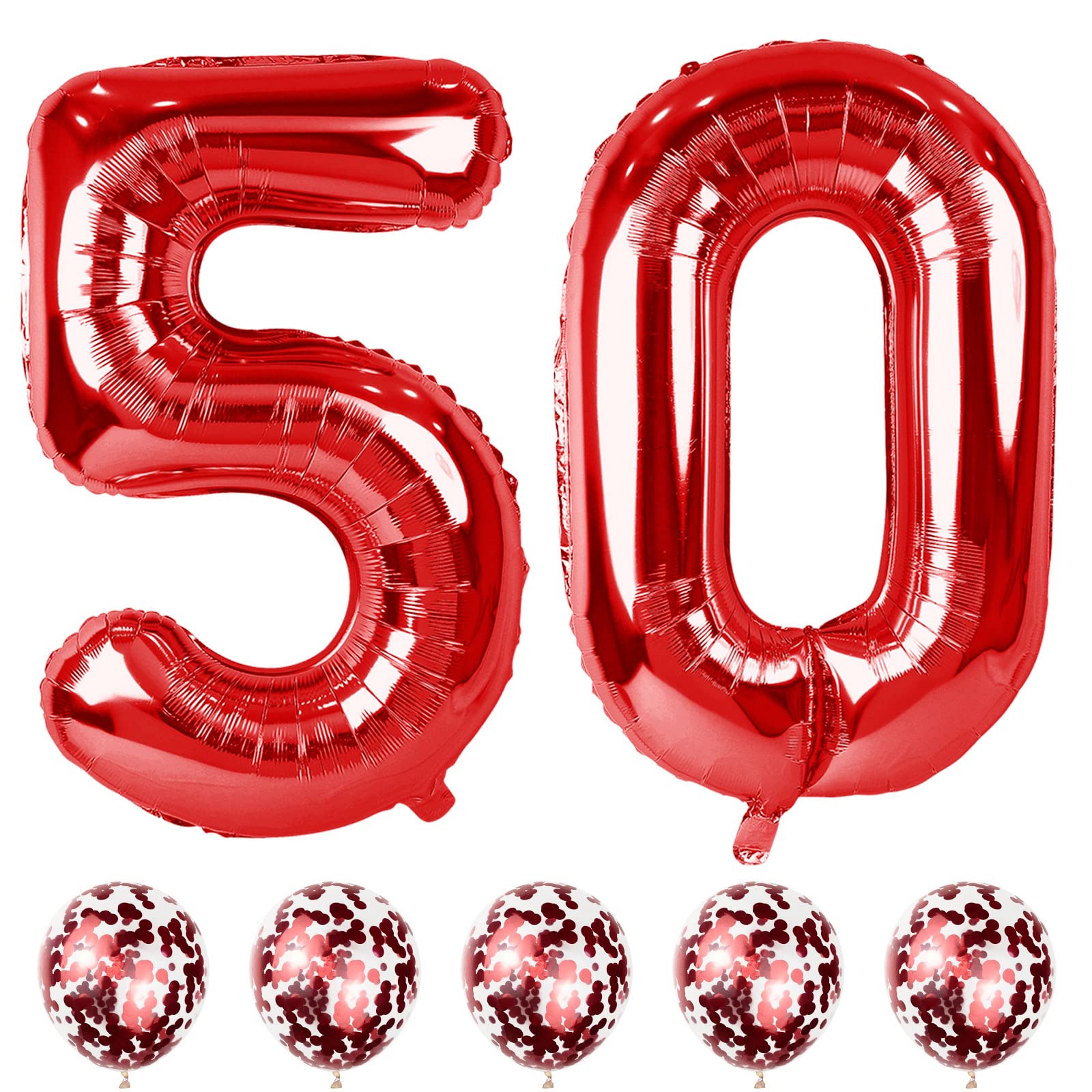 Lingqiang Large 40-Inch Red Number 50 Balloons Set – 5th/50th Birthday & Anniversary Decor