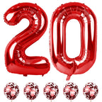 Lingqiang Red 20 Balloon Number Set – 40in Foil Numbers with Confetti Balloons for 20th Birthday & Anniversary Parties