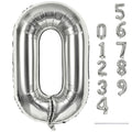 Lingqiang 40 Inch Silver Foil Balloon Number 0 | Giant Self-Inflating 0-9 Balloons for Parties