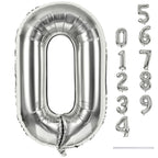 Lingqiang 40 Inch Silver Foil Balloon Number 0 | Giant Self-Inflating 0-9 Balloons for Parties