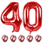 Lingqiang 40th Birthday Balloons Kit — 40-Inch Red Numeric Foil Balloons with Confetti