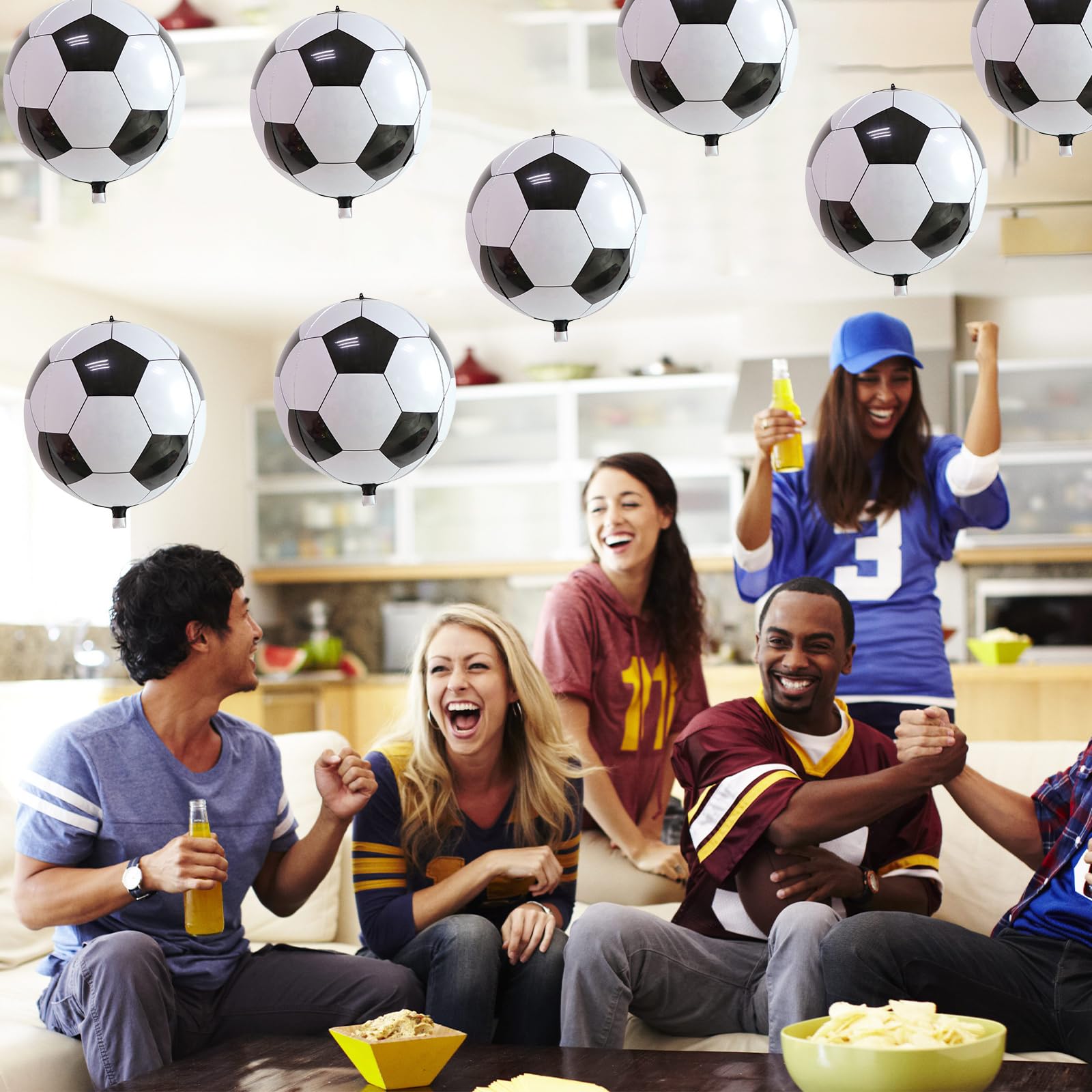 Lingqiang 22 Inch 4D Soccer Foil Balloons – 6pc Black & White Party Decor