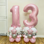 Lingqiang 40-Inch Pastel Pink Foil Number 4 Balloon – Large Self-Inflating Party Balloons