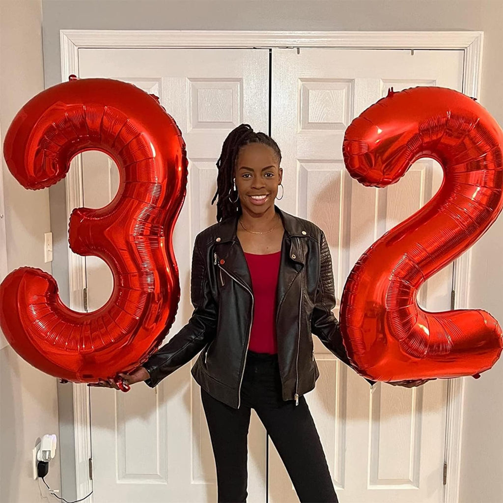 Lingqiang 40-inch Red Foil Number 10 Balloons Kit – Confetti Balloons for 10th Birthday & Anniversary Parties