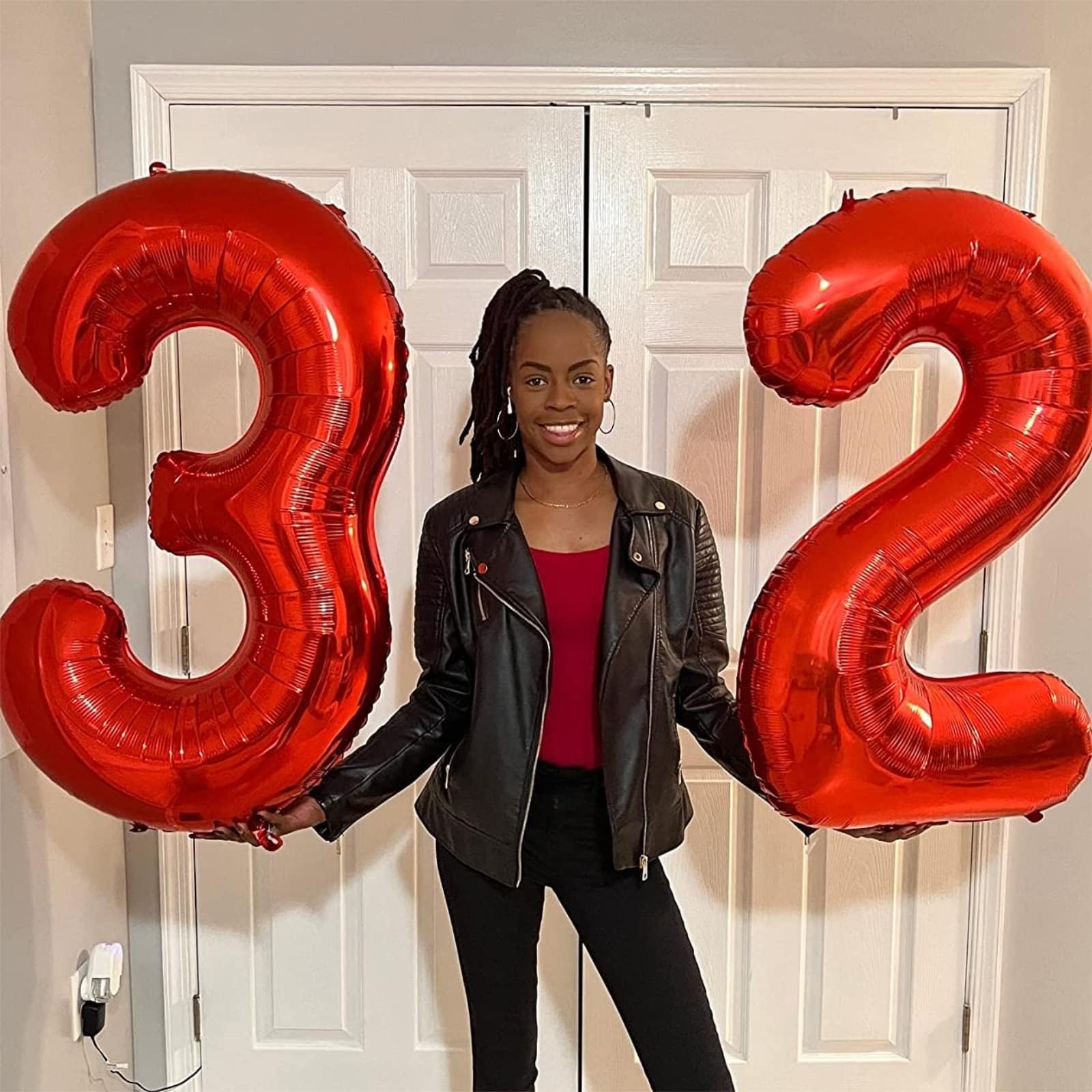 Lingqiang 40-inch Red Foil Number 10 Balloons Kit – Confetti Balloons for 10th Birthday & Anniversary Parties
