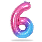 Lingqiang 40" Gradient Blue Pink Number Balloons – 0-9 Foil Mylar Birthday Balloons