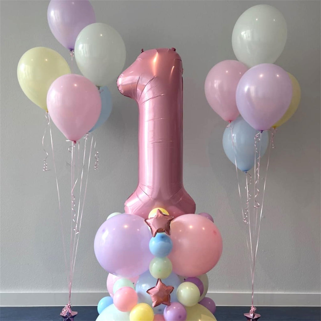 Lingqiang 40-Inch Pastel Pink Foil Number 4 Balloon – Large Self-Inflating Party Balloons