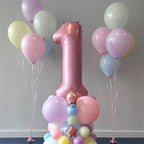 Lingqiang 40-Inch Pastel Pink Foil Number 4 Balloon – Large Self-Inflating Party Balloons