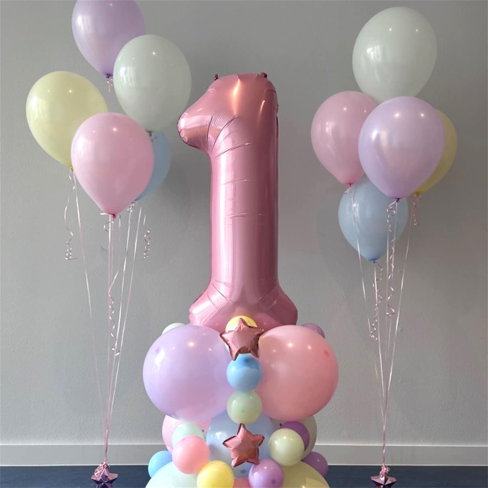 Lingqiang 40-Inch Pastel Pink Foil Number 4 Balloon – Large Self-Inflating Party Balloons