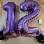 Lingqiang 15th Birthday Balloons Kit — 40-Inch Purple Number 15 Foil Balloons with Confetti