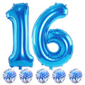 Lingqiang Blue 16 Birthday Balloons Kit - 40 Inch Foil Numbers 1 & 6 + Confetti Balloons