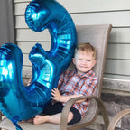 Lingqiang Blue 2 Balloons – 40-Inch Foil Number Balloons, Self-Inflating, for Birthdays & Parties